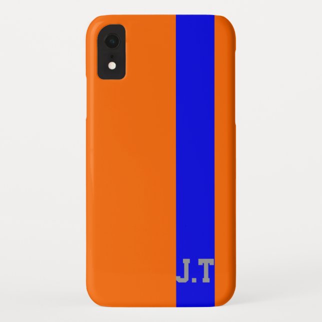 Stylish Orange and Blue Monogram Case-Mate iPhone Case (Back)