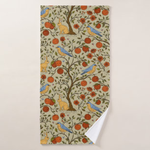 Stylish Orange Apples on Brown Trees Design Bath Towel Set