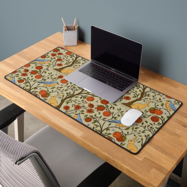 Stylish Orange Apples on Brown Trees Design Desk Mat (Office 2)