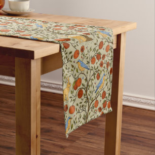 Stylish Orange Apples on Brown Trees Design Short Table Runner