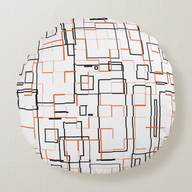 Stylish Orange Black Pattern Round Cushion (Front)