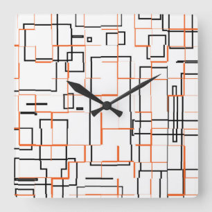 Stylish Orange Black Pattern   Square Wall Clock