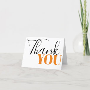Stylish Orange Black Thank You Card