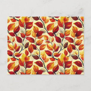 Stylish Orange Brown Yellow Autumn Leaves Postcard