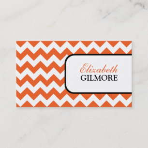 Stylish Orange Chevron Business Cards