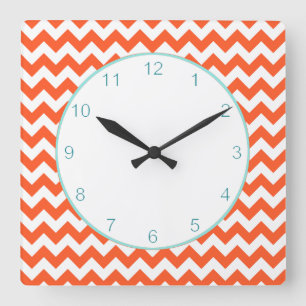 Stylish Orange Chevron Wall Clock