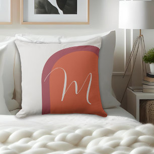 Stylish Orange Magenta Pink Arch with Monogram Cushion