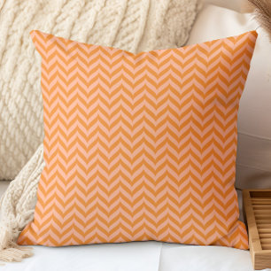 Stylish Orange Pink Herringbone Pattern Cushion