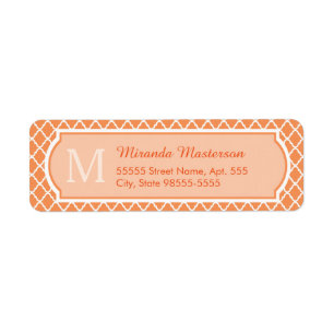 Stylish Orange Quatrefoil Monogram With Name