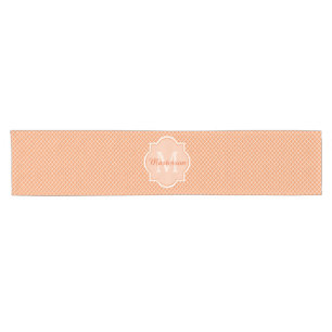 Stylish Orange Quatrefoil Monogram With Name Short Table Runner