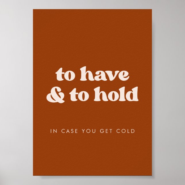 Stylish Orange To Have and To Hold Wedding Blanket Poster (Front)