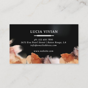 Stylish Orange WaterColor Ink Black Business Card
