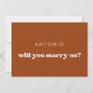 Stylish Orange Will you marry us proposal card