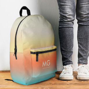 Stylish Orange Yellow Blue Sea Summer Beach Printed Backpack
