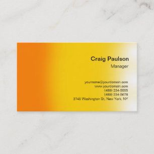 Stylish Orange Yellow Plain Simple Business Card