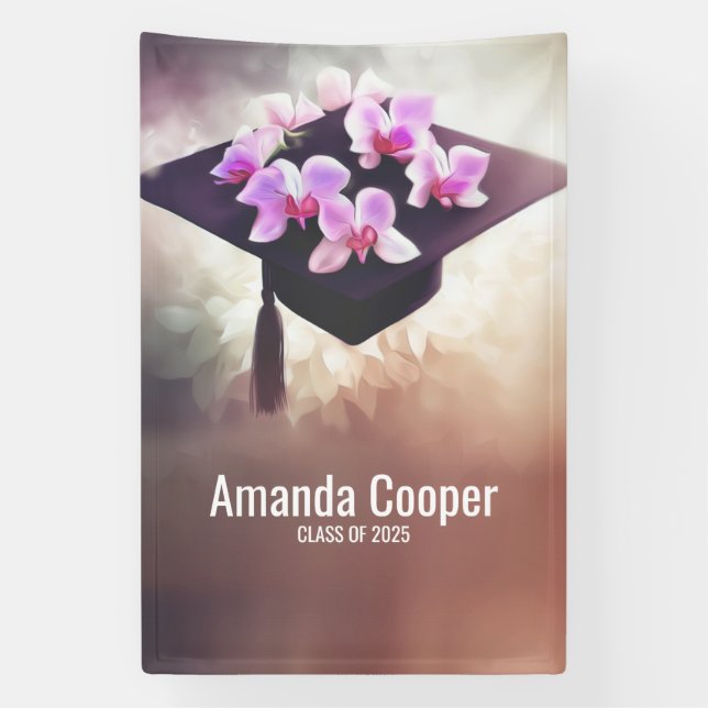 Stylish Orchid Graduation Party Banner (Vertical)