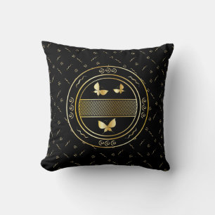 Stylish Oriental Golden Butterflies Cushion