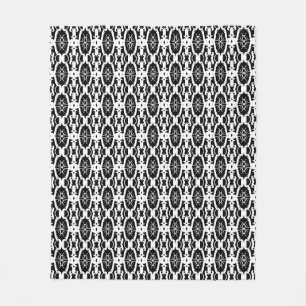 Stylish oval geometric pattern in black & white fleece blanket