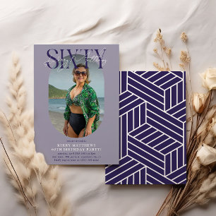 Stylish Oval Photo & Signature 60th Birthday Invitation