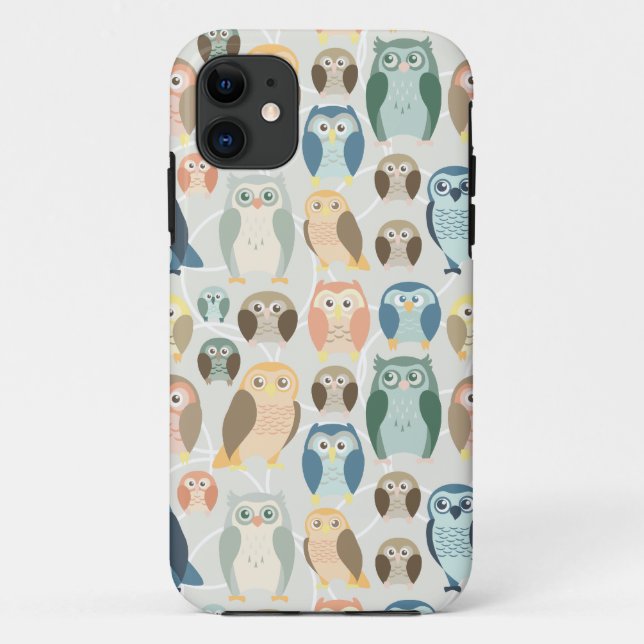 Stylish Owl Pattern- complementary colours Case-Mate iPhone Case (Back)
