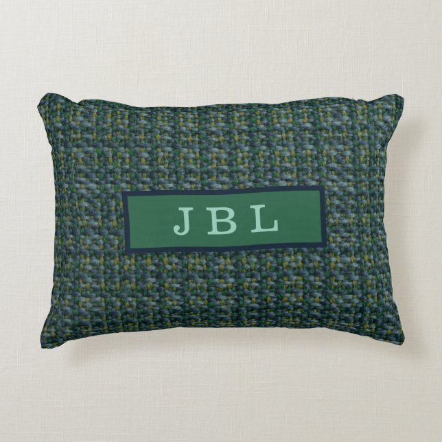 Stylish Oxford Tweed Monogram Decorative Cushion (Front)