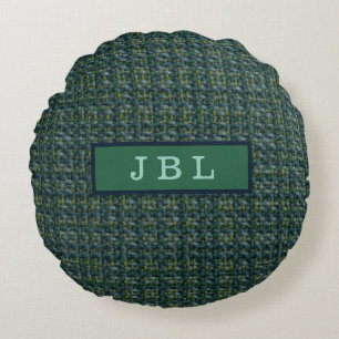 Stylish Oxford Tweed Monogram Round Cushion