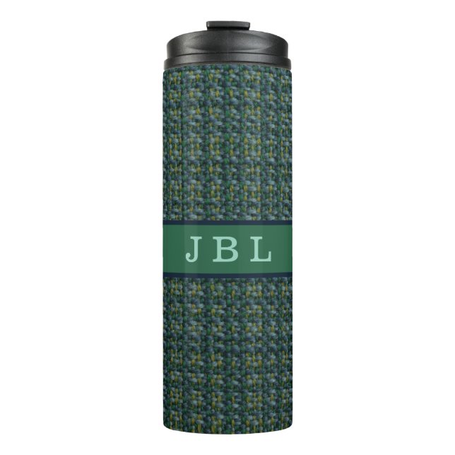 Stylish Oxford Tweed Monogram Thermal Tumbler (Front)