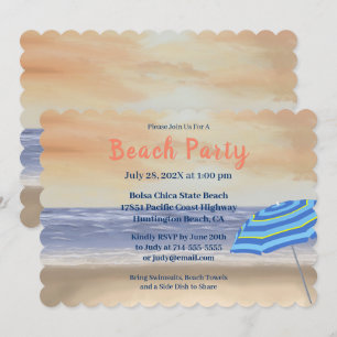 Stylish Painted Beach Party Invitation