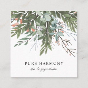 Stylish Painted Floral Boughs   White Square Business Card