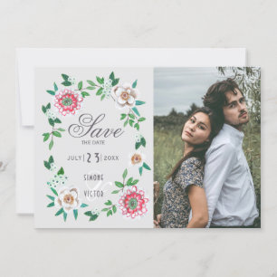 Stylish painted flower save the date