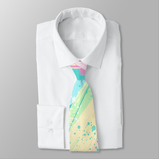 Stylish Pale Pastel Colours Abstract Art Tie (Tied)