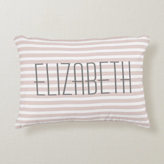 Stylish Pale Pink Custom Name Quote Decorative Decorative Cushion (Front)