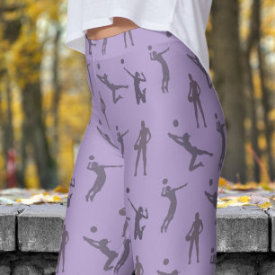 Stylish Pale Purple Womens Volleyball Pattern Leggings