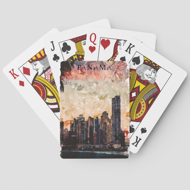 Stylish Panama City Cityscape Skyline Playing Cards (Back)