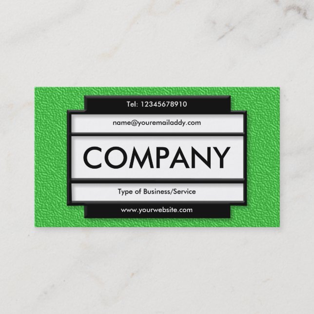 Stylish Panel II - Bright Green Embossed Texture Business Card (Front)