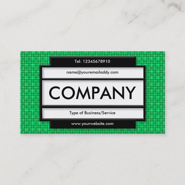 Stylish Panel II - Green II Fabric Texture Business Card (Front)