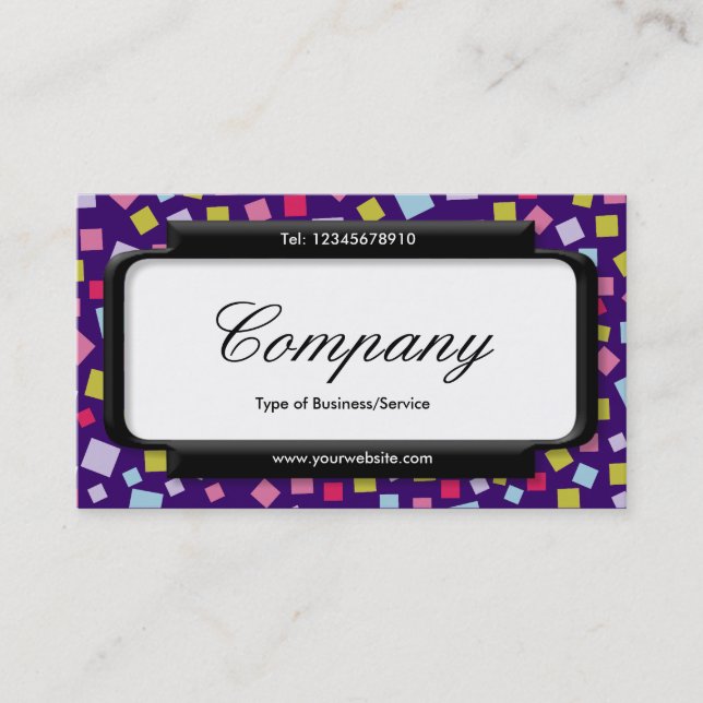 Stylish Panel (Script font) - Cascading Colours IV Business Card (Front)