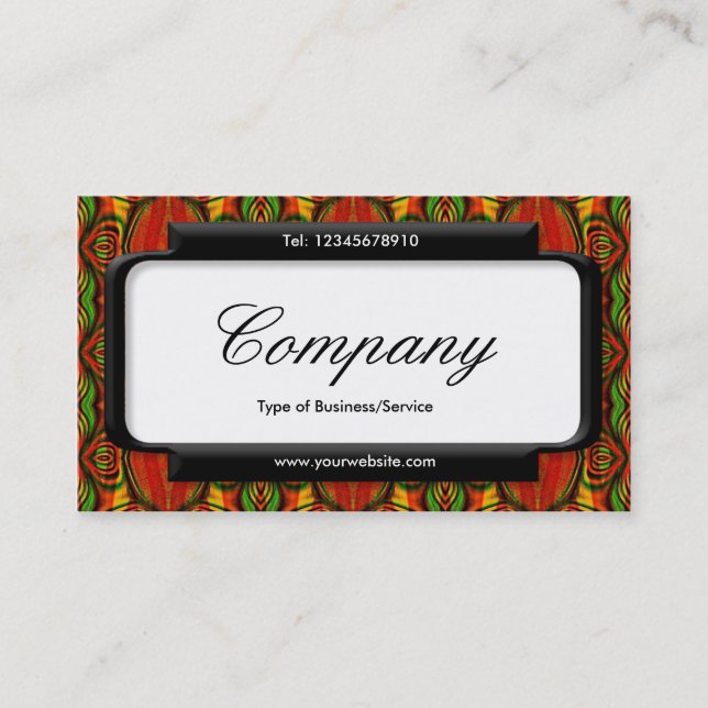 Stylish Panel (Script font) - Retro Pattern Business Card (Front)