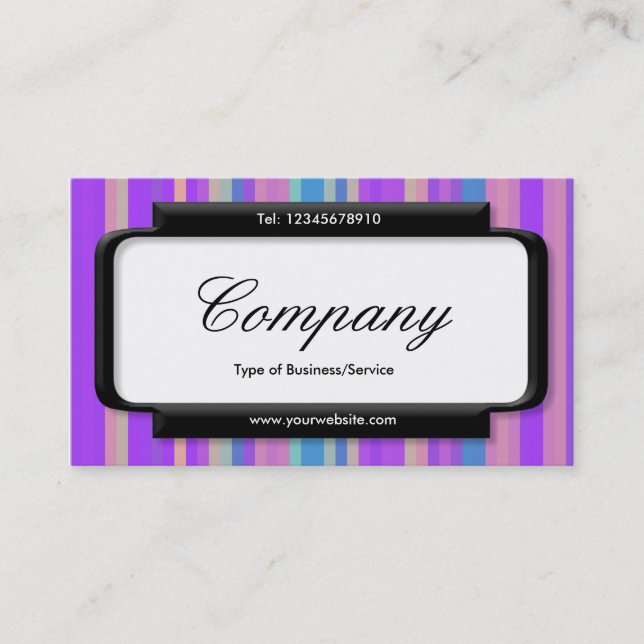 Stylish Panel (Script font) - Stripes 06 Business Card (Front)