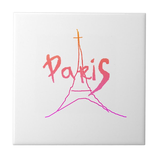 Stylish Paris Eifel Tower Drawing Sketch Tile (Front)