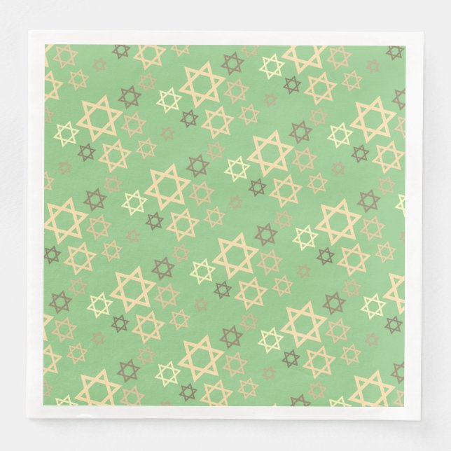 Stylish Passover Spring Green Stars of David Napkin (Front)
