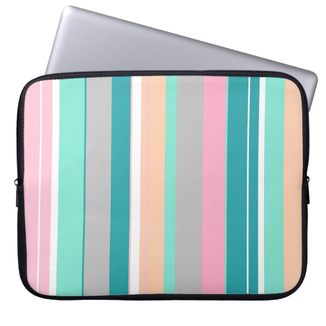 Stylish Pastel Colour Lines Laptop Sleeve (Front)