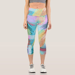 Stylish Pastel Colours Abstract Art Capri Leggings
