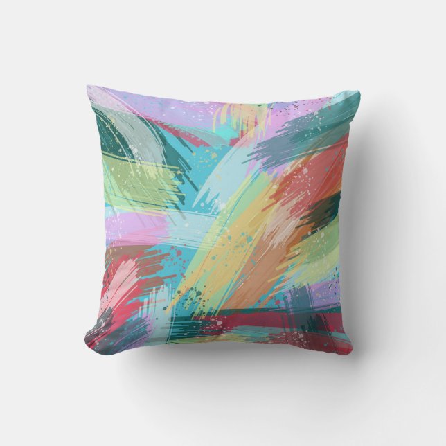 Stylish Pastel Colours Abstract Art Cushion (Front)