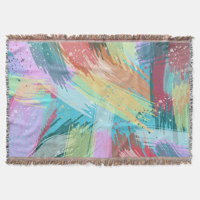 Stylish Pastel Colours Abstract Art Throw Blanket (Front)