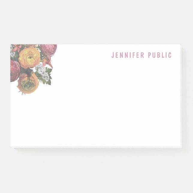 Stylish Pastel Colours Watercolor Roses Template Post-it Notes (Front)