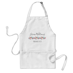 Stylish Pastel Floral Hair Stylist Flower Leaves Standard Apron