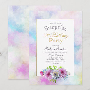 Stylish Pastel Frame Surprise 18th Birthday Party Invitation