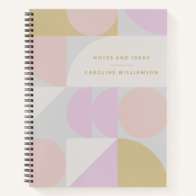 Stylish Pastel Geometric Shapes Personalised Idea Notebook (Front)