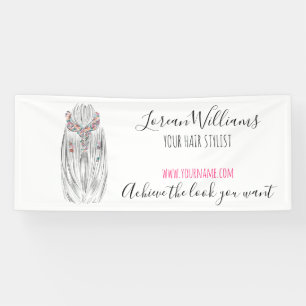 Stylish Pastel Hair Stylist Braid Hairstyle Flower Banner